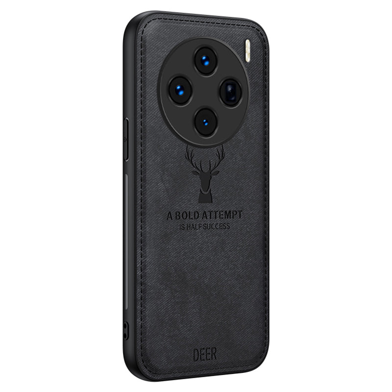 For vivo X100 5G Phone Case PU Leather+TPU+PC Anti-Scratch Phone Cover Deer Pattern - Black For vivo X100 5G Phone Case PU Leather+TPU+PC Anti-Scratch Phone Cover Deer Pattern - Black